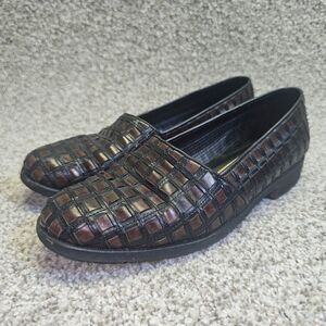 Vintage Cole Haan Women's Brown Leather Woven Shoes Size 6 1/2B Made‎ in Italy